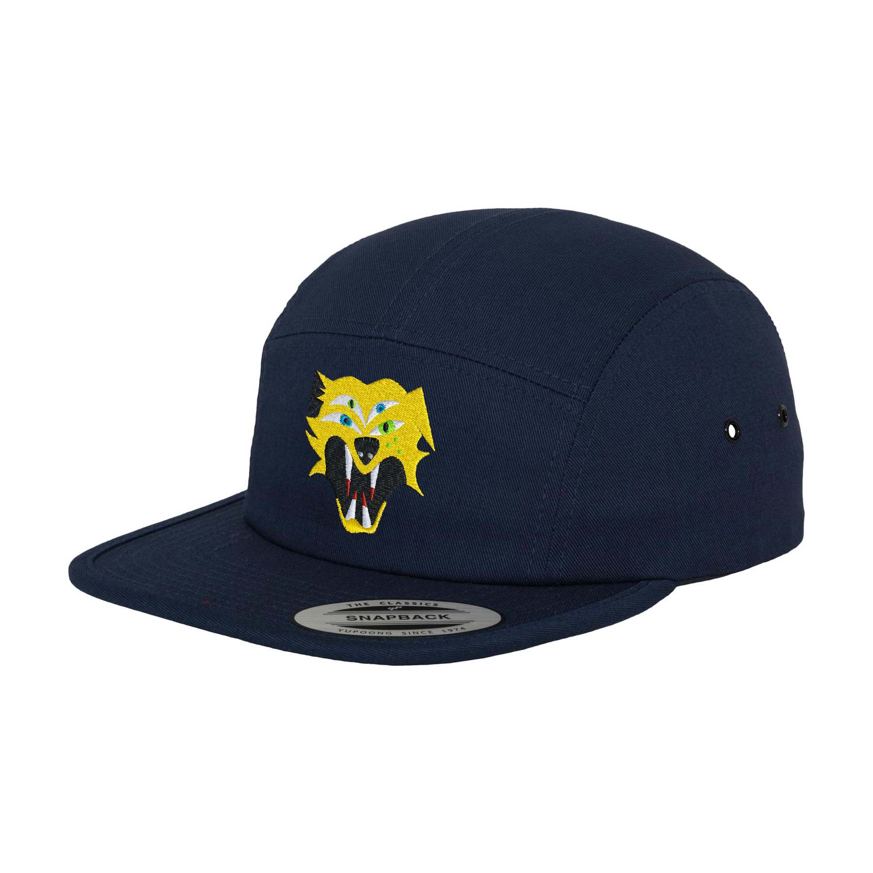Granatowa czapka snapback z wyszywanym logo Kot w ciele psa
